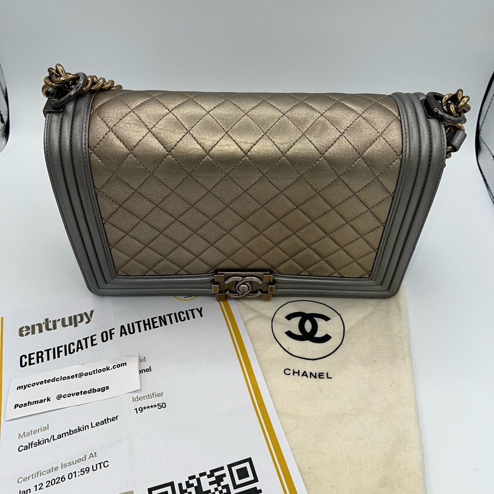Chanel Metallic Gold and Silver Boy Bag! Stunning combination!🩶💛 - Picture 16 of 17